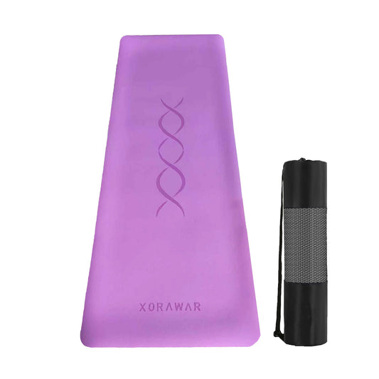 XORAWAR PU Rubber Premium Yoga Mat Purple with Bag | Extra Thick Yoga Mat Thick | Pilates Mat | Gym Mats for Home Gym Floor Mat | Home Exercise Mats for Home Workout Accessories | Grounding Wel Workout Mats for Home Gym | Yoga Matt | Stretching Mat (Purpl