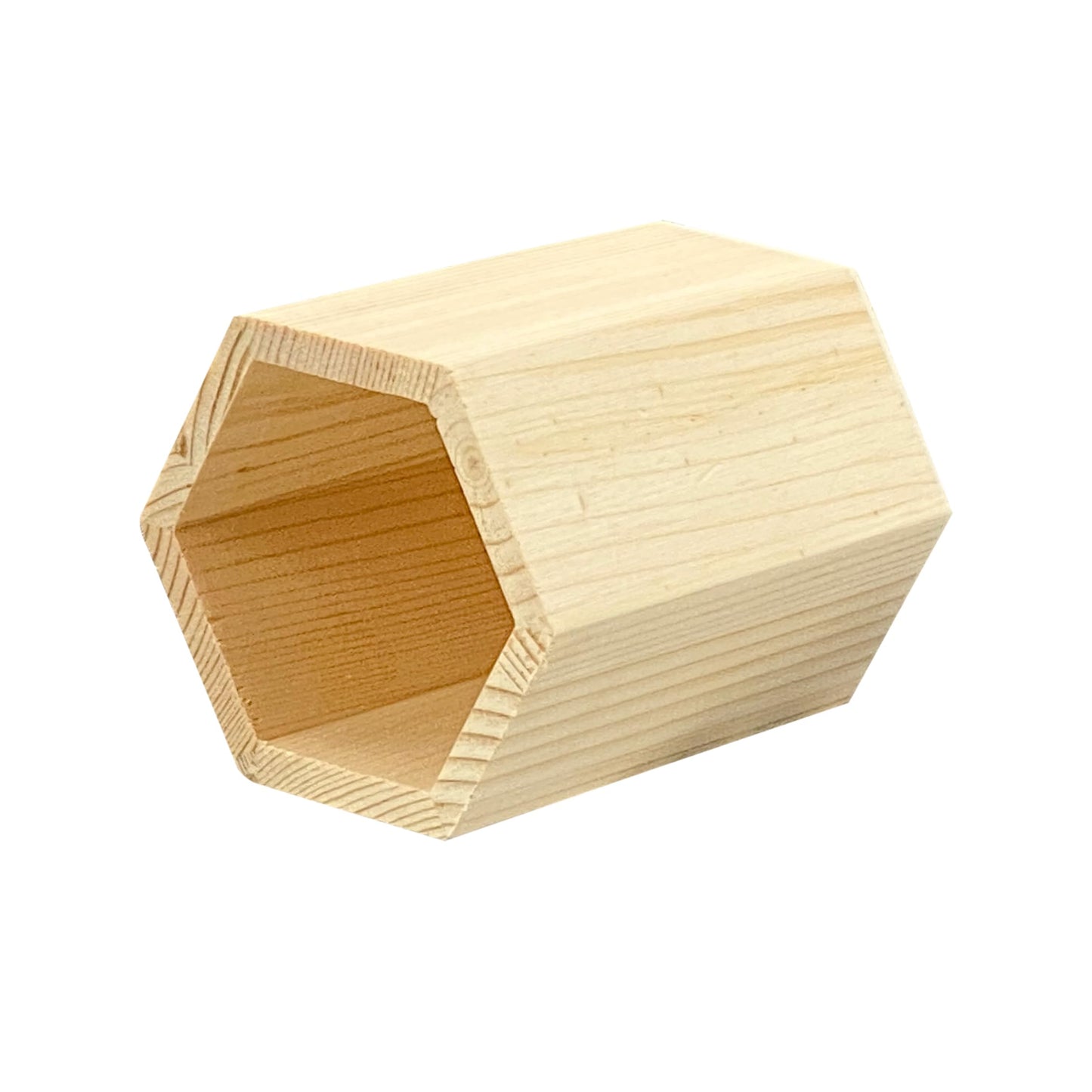 Cregugua 12 Pieces 4 Inch Wooden Pen Holder Hexagon shaped Unfinished Wood Pencil Holder for DIY Crafts (3x3x4 Inches)