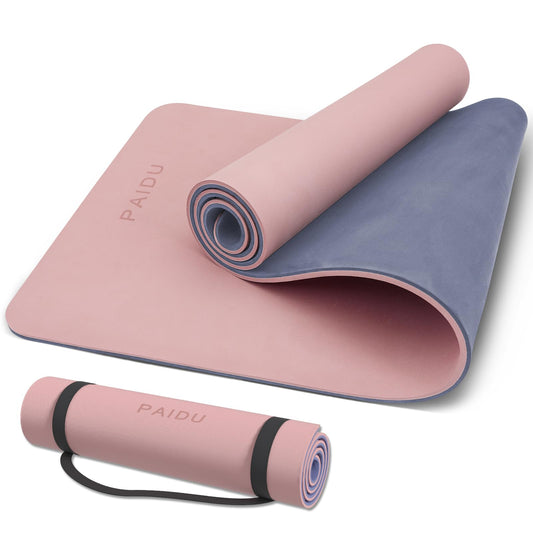 PAIDU Yoga Mat Non Slip Anti-tear,extra thick-2/5 inch（10MM）High Resiliency Professional POE Yoga Mats for Women Men Kids,72"x24"inch,Workout, Yoga, Pilates and Floor Exercise, with Carrier Strap
