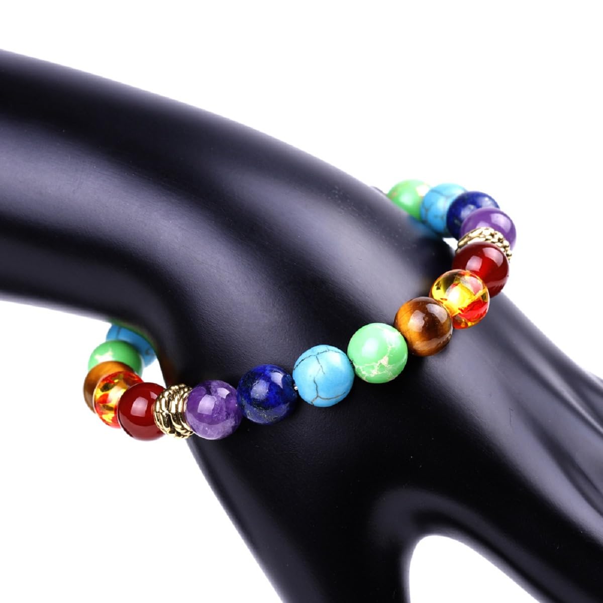 SRHVJ Chakra Bracelets for Women Men,8mm 6mm Adjustable Lava Rock Bracelet (3 pcs Chakra Bracelets)