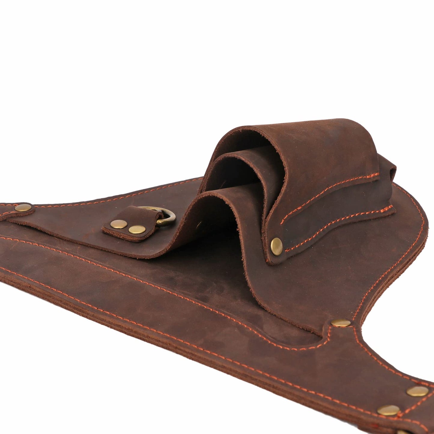 Tourbon Genuine Leather Florist Tool Belt Gardening Bag Gardener Farmer Tools Holster Waist Pouch Electrician Carpenter Organizer Kit 3 Pockets (Brown, 42 inches)