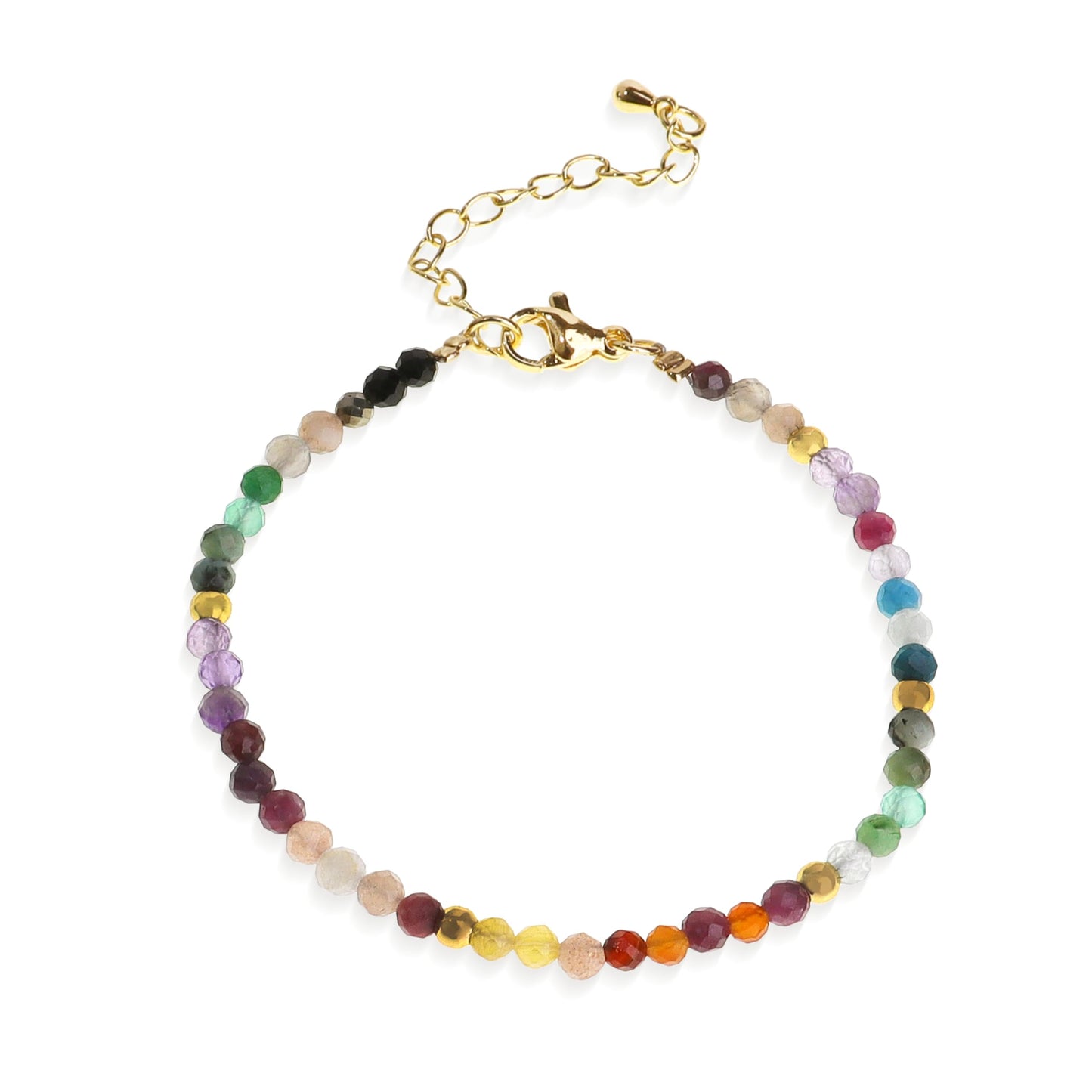 Agriajun Colorful Beaded Gemstone Bracelets for Women, Boho Handmade Rainbow Gold Natural Stone Beads Adjustable Friendship Bracelet Bohemian Jewelry Gift