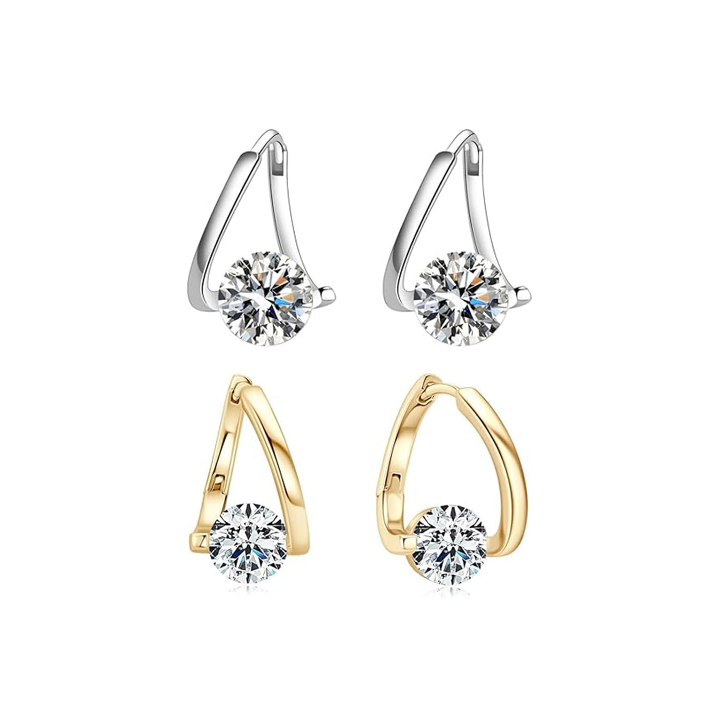 Lymphatic Germanium Earrings Lymphatic Drainage Earrings Atheniz Lymphatic Earrings Cubic Zirconia Earring Lymphatic Hoop Earrings for Women (gold+silver)