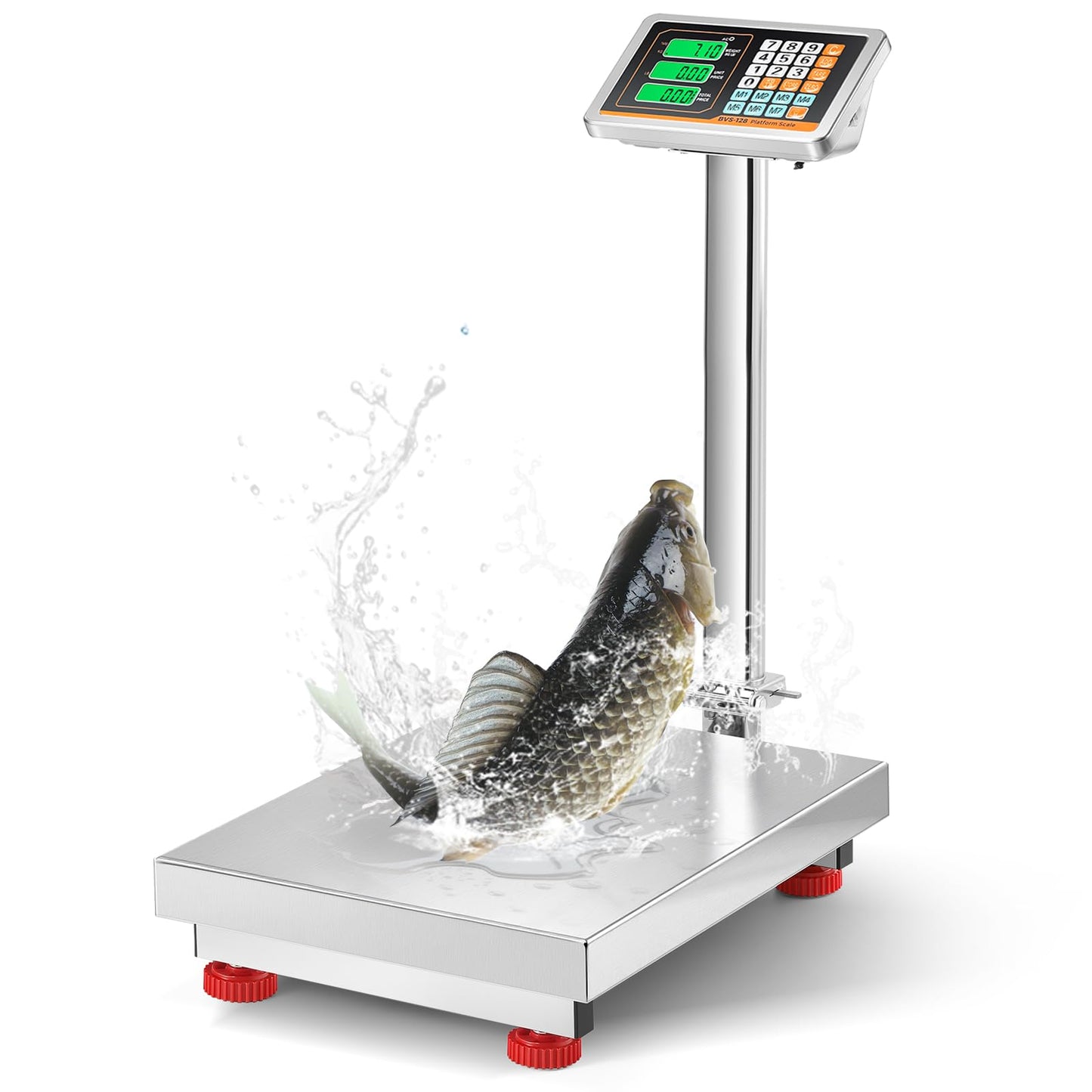 Bonvoisin Digital Platform Scale with Stainless Steel Platform 660LBs Heavy Duty Warehouse Floor Scale for Weighing Packages, Luggage, Suitcases, Boxes (20.4” X 16.5“ Platform)