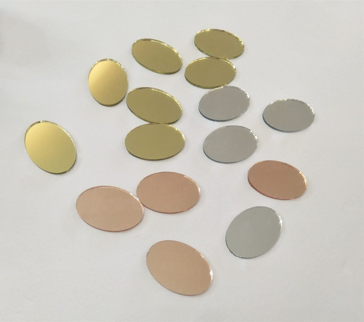 100pcs of Oval Mosaic Tiles,Mosaic Glass Mirror Pieces for DIY Crafts Vases Flowerpots Home Decoration Arts (Silver Mirror)