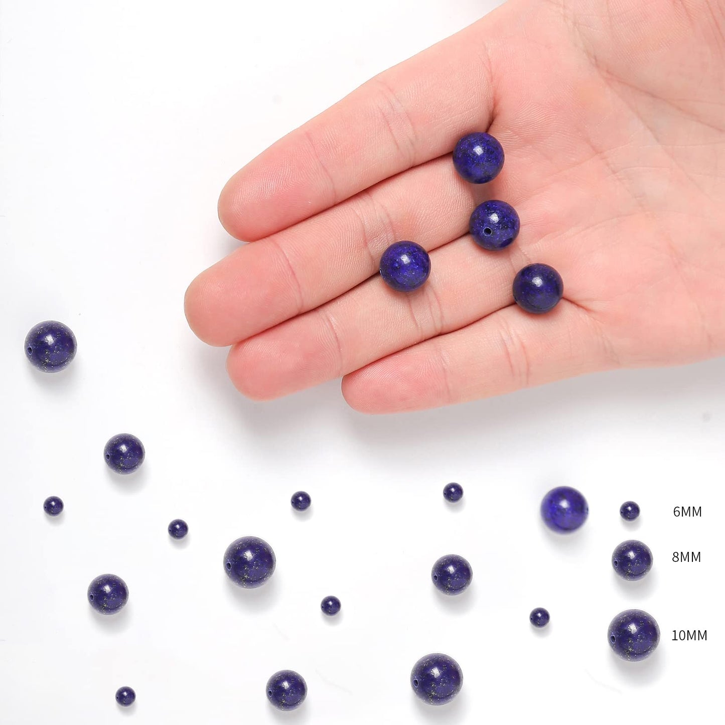 35pcs 10mm Natural Lapis Lazuli Gemstone Beads Energy Healing Crystal Round Loose Stone Beads for Jewelry Making, DIY Bracelets Necklaces