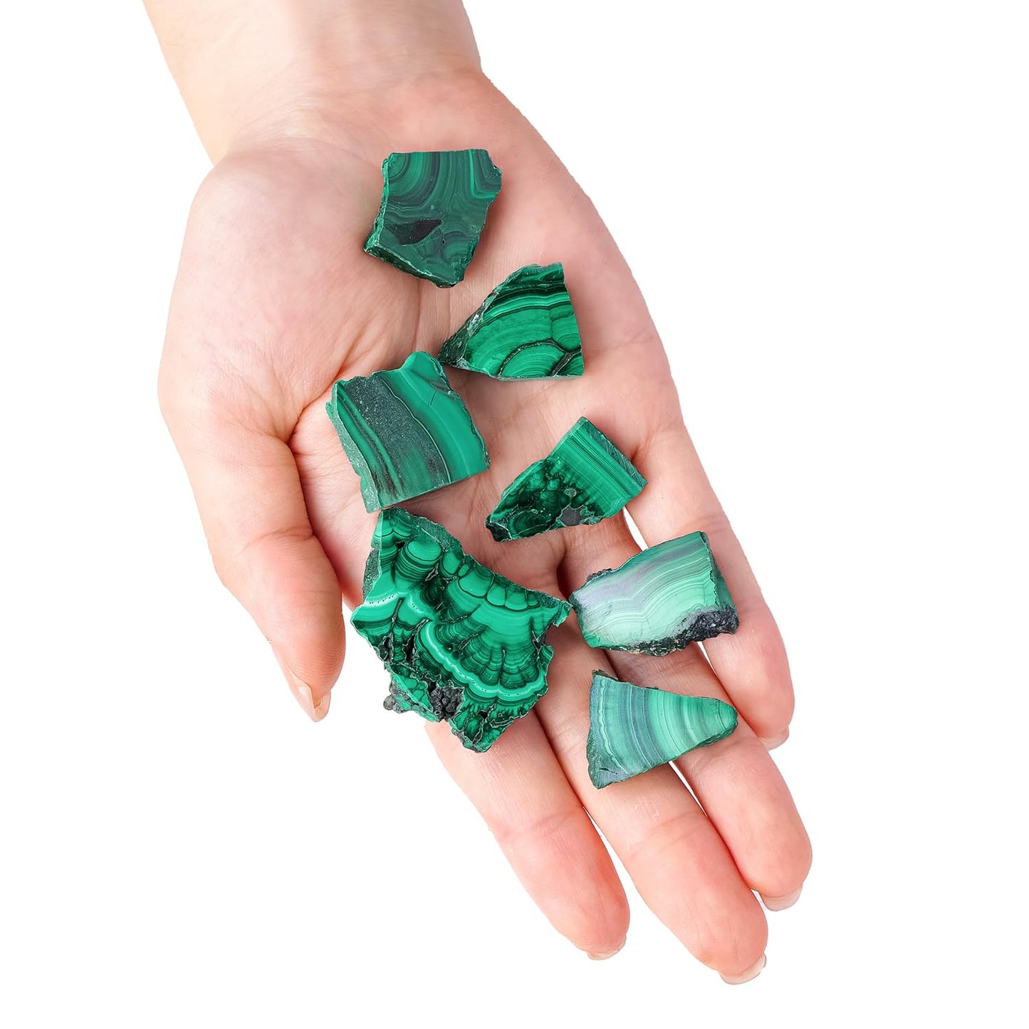 Apengshi Healing Crystal Natural Malachite Raw Stone 0.25lb Irregular Malachite Polished SlicesMeditation Yoga Outdoor Indoor Home Decoration Tank Fountain