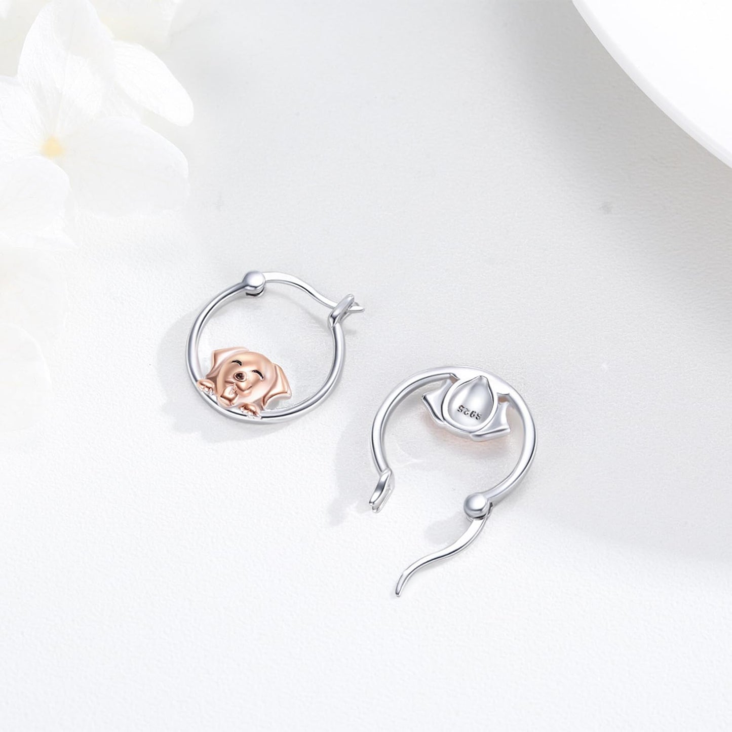 JUSTKIDSTOY Dog Earrings for Women 925 Sterling Silver Cute Puppy Hoop Earrings Pet Jewelry Birthday Gifts for Dog Lovers
