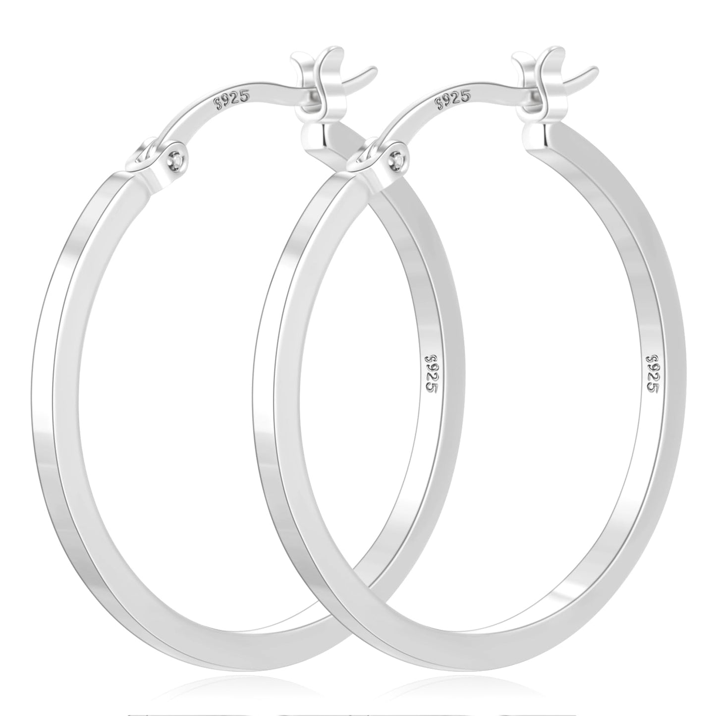 PABBEU 925 Sterling Silver Hoop Earrings Hypoallergenic Silver Hoop Earrings Lightweight Large Hoop Earrings for Women with 925 Sterling Silver Post 20/30/40/50/60/70mm