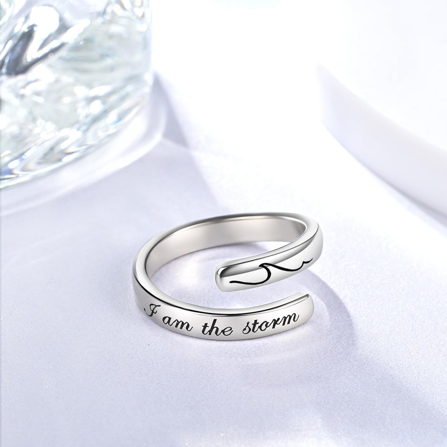 JXJL S925 Sterling Silver Inspirational Jewelry Rings Adjustable Ring Personality Encouragement Gift for Teens Women 9#