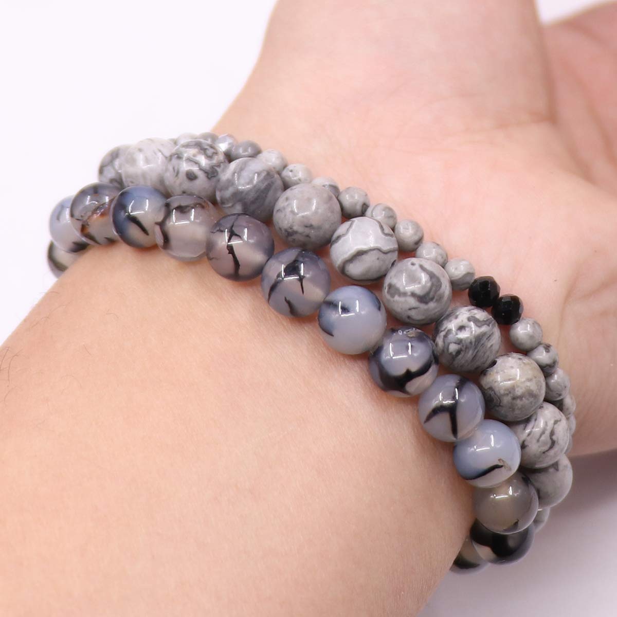 UEUC Tree of Life Yoga Healing Stone Bracelets,Multilayer Lotus Chakra Stone Reiki Bracelet Sets,Anxiety Crystal Natural Stone,for Women Stress Relief
