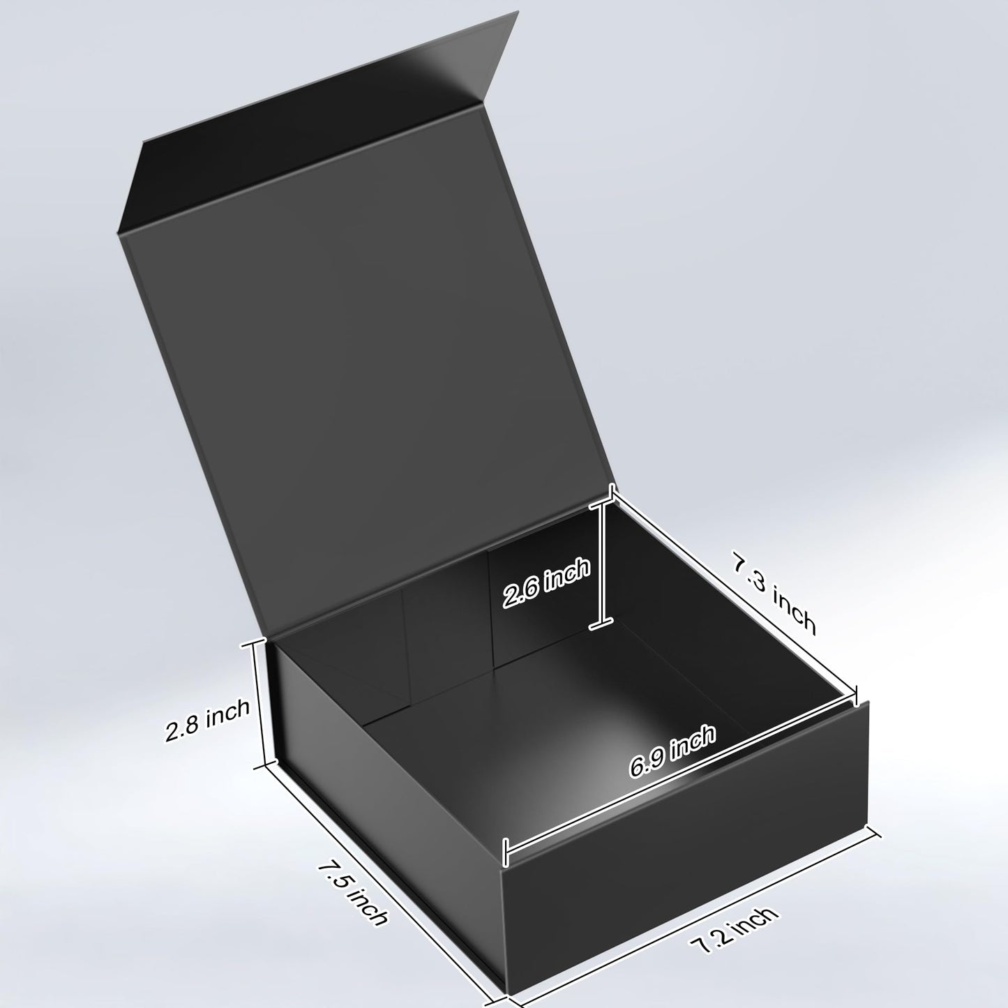 TILSWALL Gift Box 7.5''x7.2''x2.8'' Black Gift Boxes with Magnetic Lids for Presents, Rectangle Collapsible Luxury Gift Box for Proposal, Wedding, Christmas, Birthday, Contains Card, Ribbon, Filler