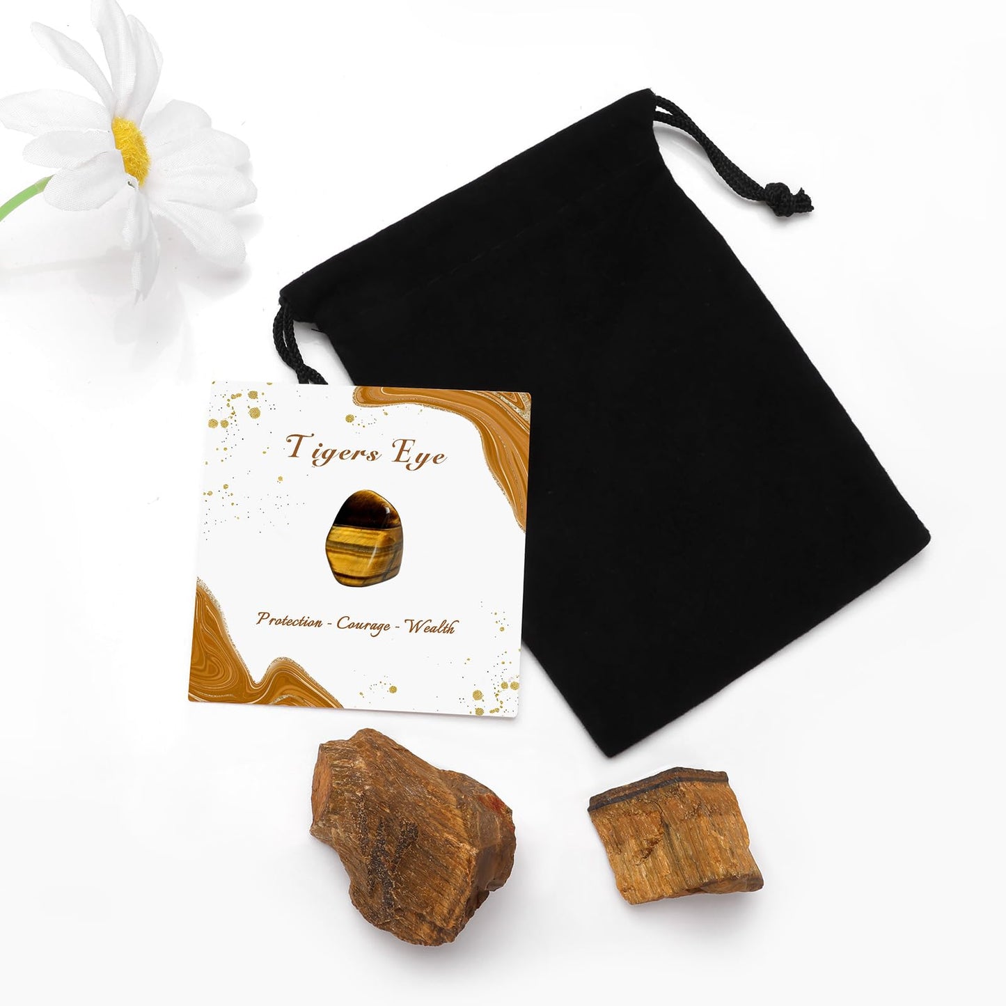 GolbalJew Tigers Eye Natural Raw Crystals 2PCS Healing Crystal Stones 1.2-2.0” Reiki Healing Gemstones for Meditation Chakra Balance Home Decor
