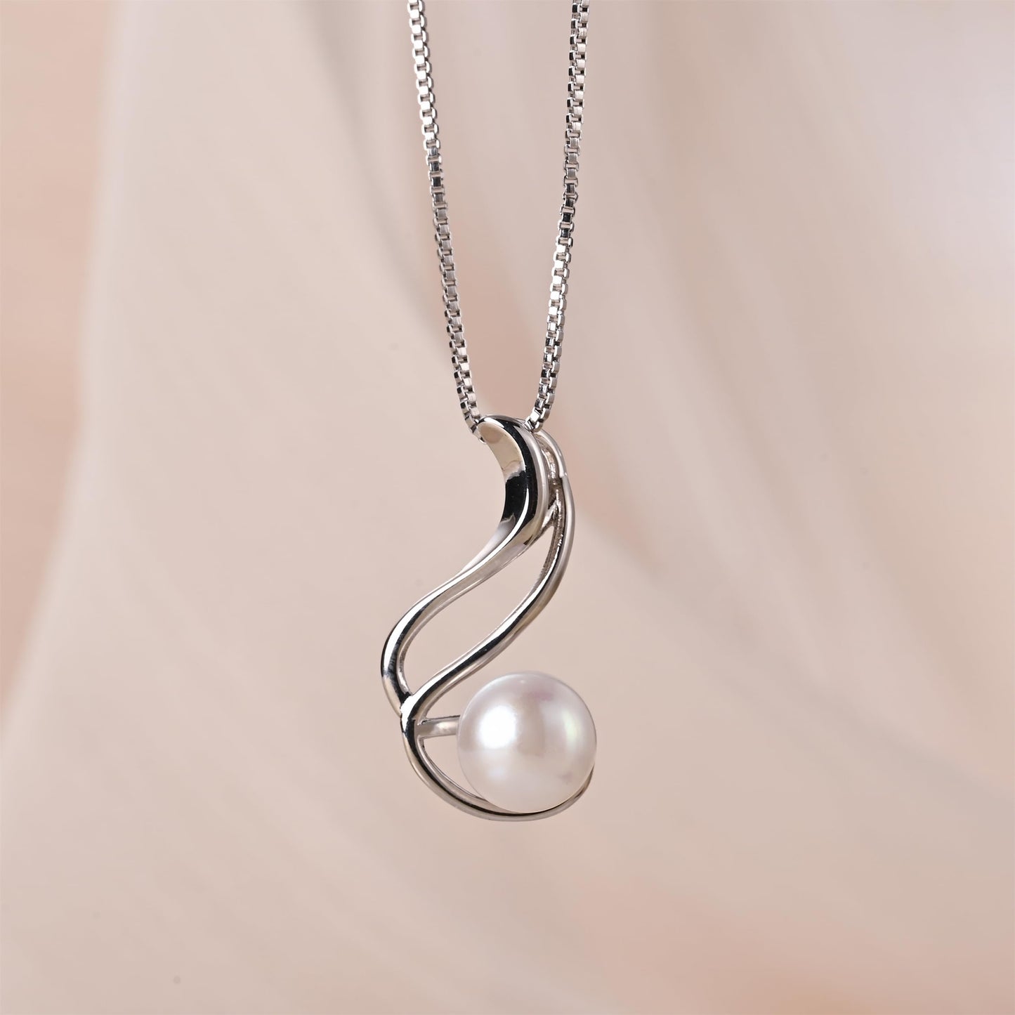 HENGSHENG Pearl Jewelry Set For Women 927 Sterling Silver Necklace Pearl Pendant & Pearl Earrings Freshwater Pearl Drop Jewelry Set for Wedding Prom Gift