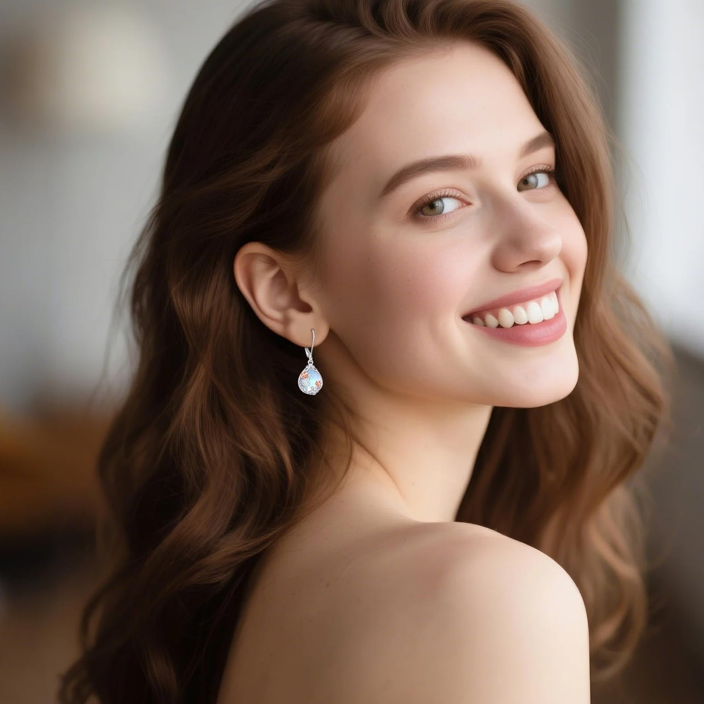 POPLYKE Moonstone Filigree Teardrop Drop Dangle Earrings Sterling Silver Daisy Leverback Earrings Moonstone Jewelry Gifts for Women