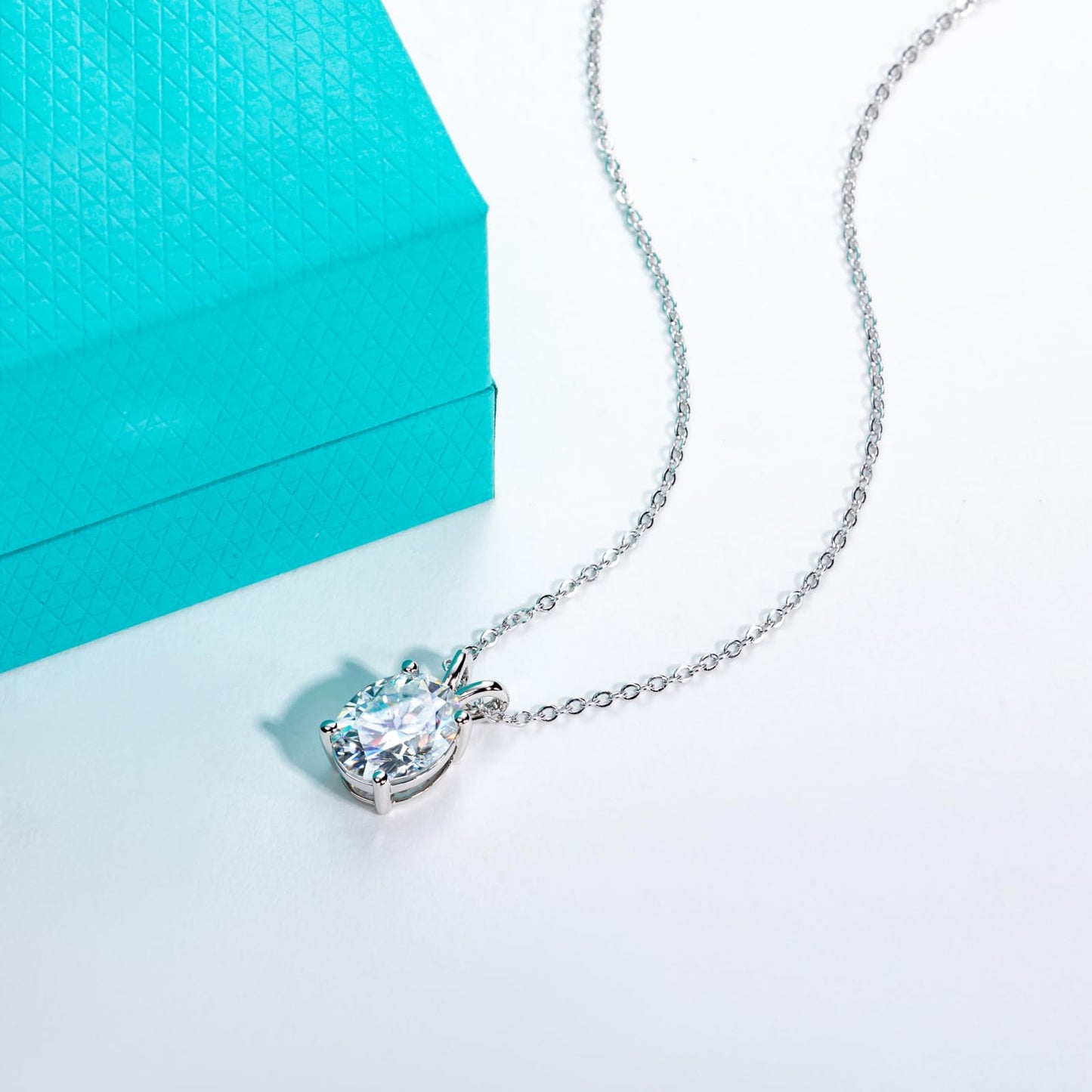 AnuClub Oval Cut Moissanite Pendant Necklace 2CT D Color VVS1 925 Sterling Silver Everyday Wear Necklace for Women Wife Her with Certificate, 40+2+3cm Adjustable Chain