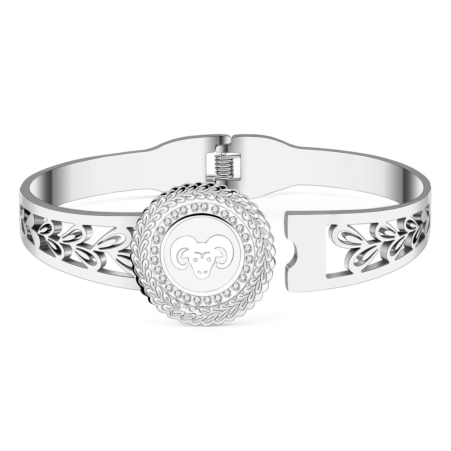 YAYAKO Stainless Steel Constellation Bracelets Bangle Zodiac Gifts for Women Birthday Gifts (Aries)