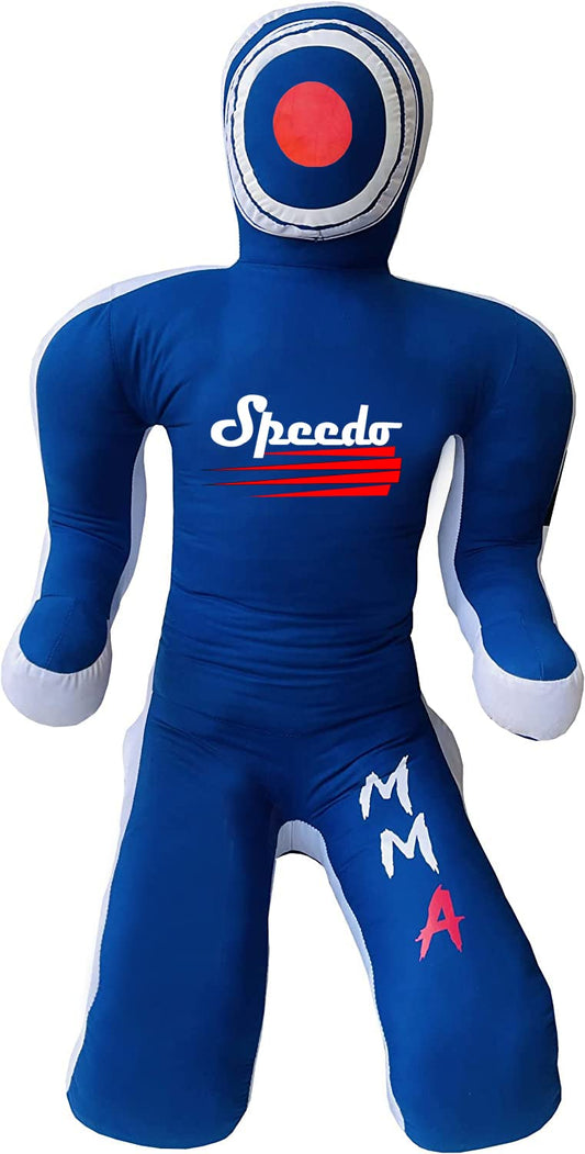 Speedo Sports BJJ Brazilian JIU Jitsu Wrestling Dummy for Grappling Submission Mixed Martial Arts MMA Training Punching Throwing Boxing Bag Practice Karate Judo Defence -UNFILLED (Blue White, 4ft)