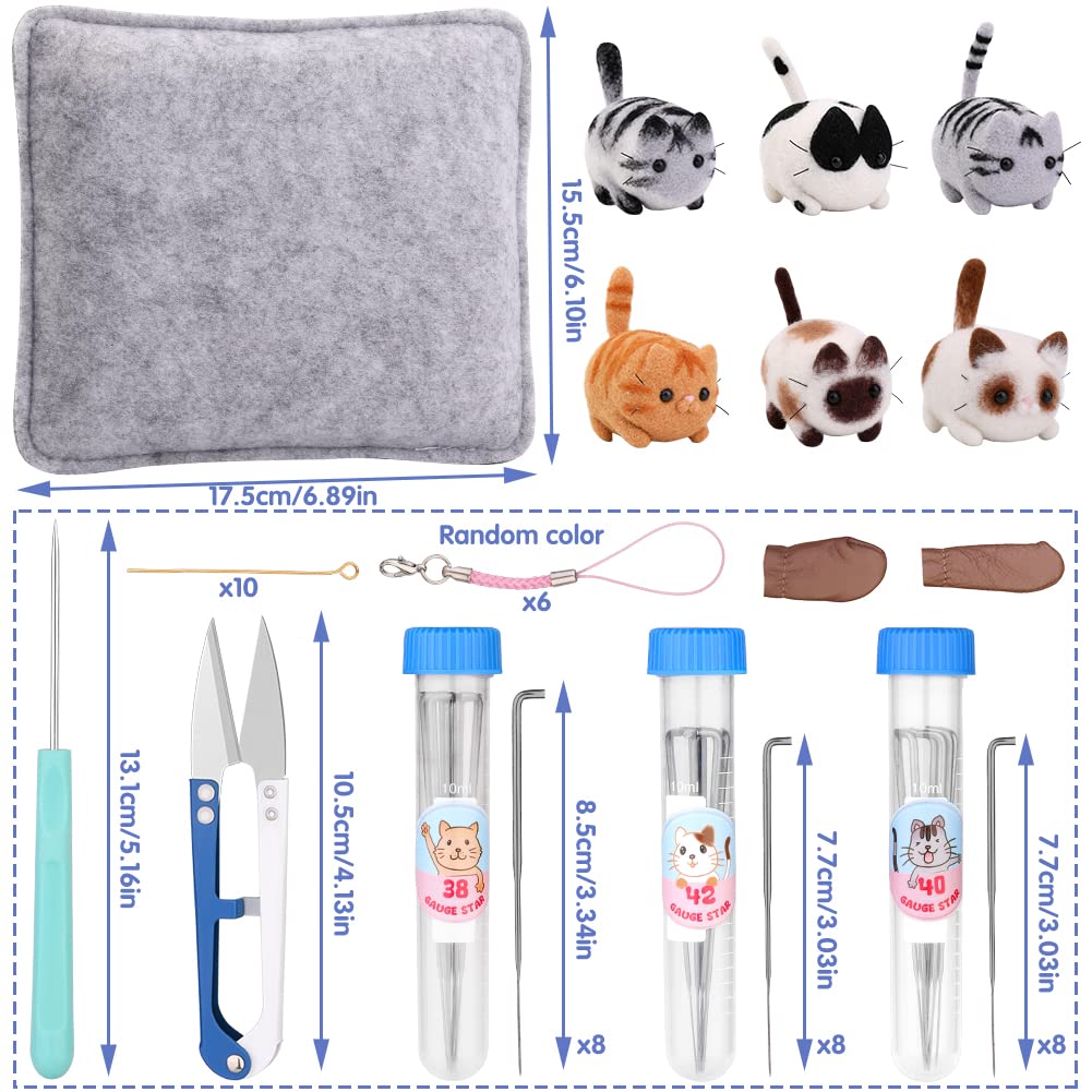 UOOU Felting Kit, Needle Felting Kits for Beginners Adult, Needle Felting Supplies with 24Pcs Felting Needles, Felting Pad, Wool Roving, DIY Needle Felting Cat Dolls