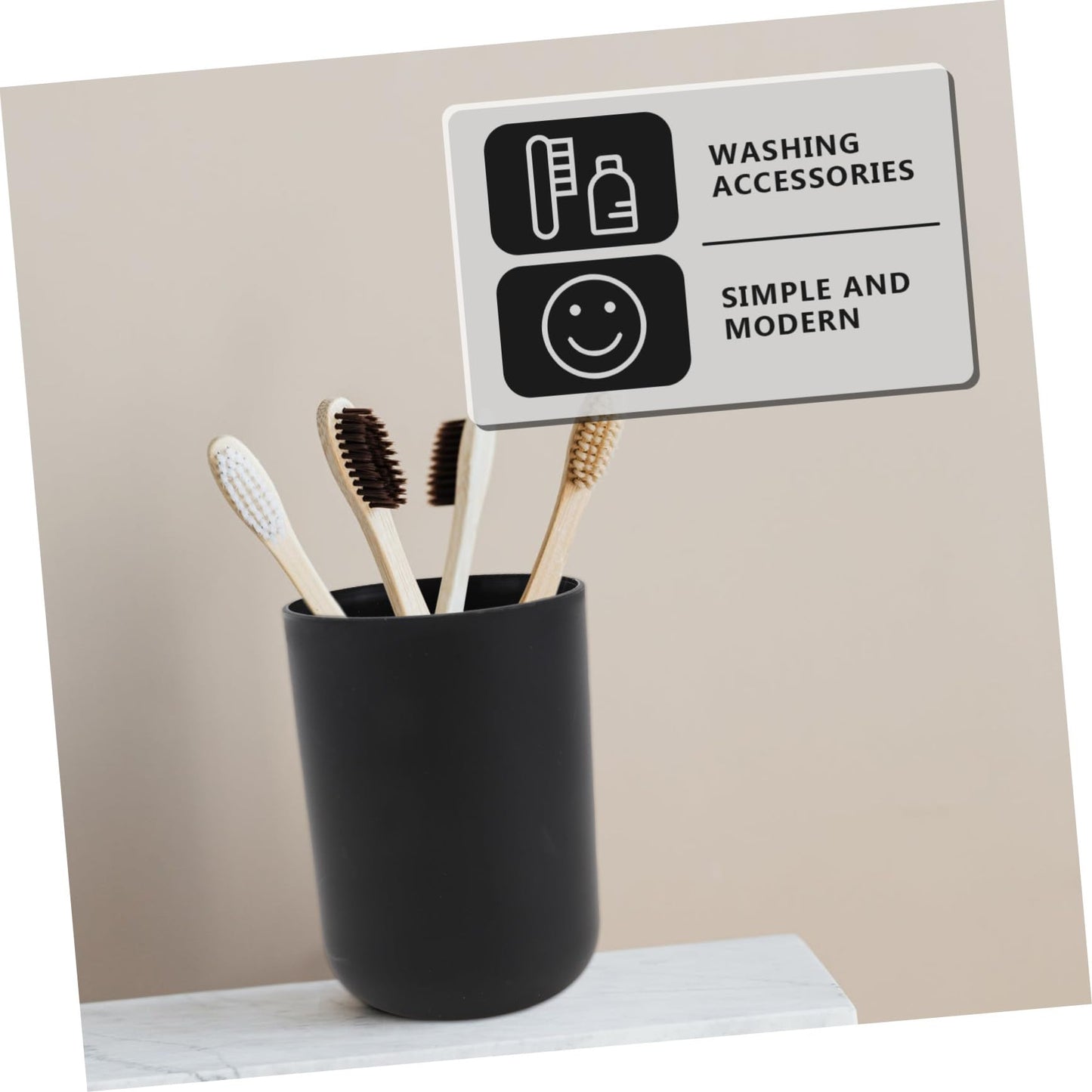 OUNONA Bathroom Wash Supplies Set Matte Black Household Washing Cup Kit with Toothbrush Holder and Mouthwash Cup and Portable Bathroom Accessories for Daily Use