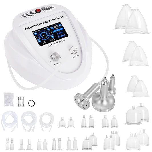 Beauty Star Vacuum Therapy Cupping Machine with 30 Cups and 3 Gua Sha Pumps for Body, Back, Face Massage Care Machine | Upgrade Touch Screen | Max Suction 75cmHg