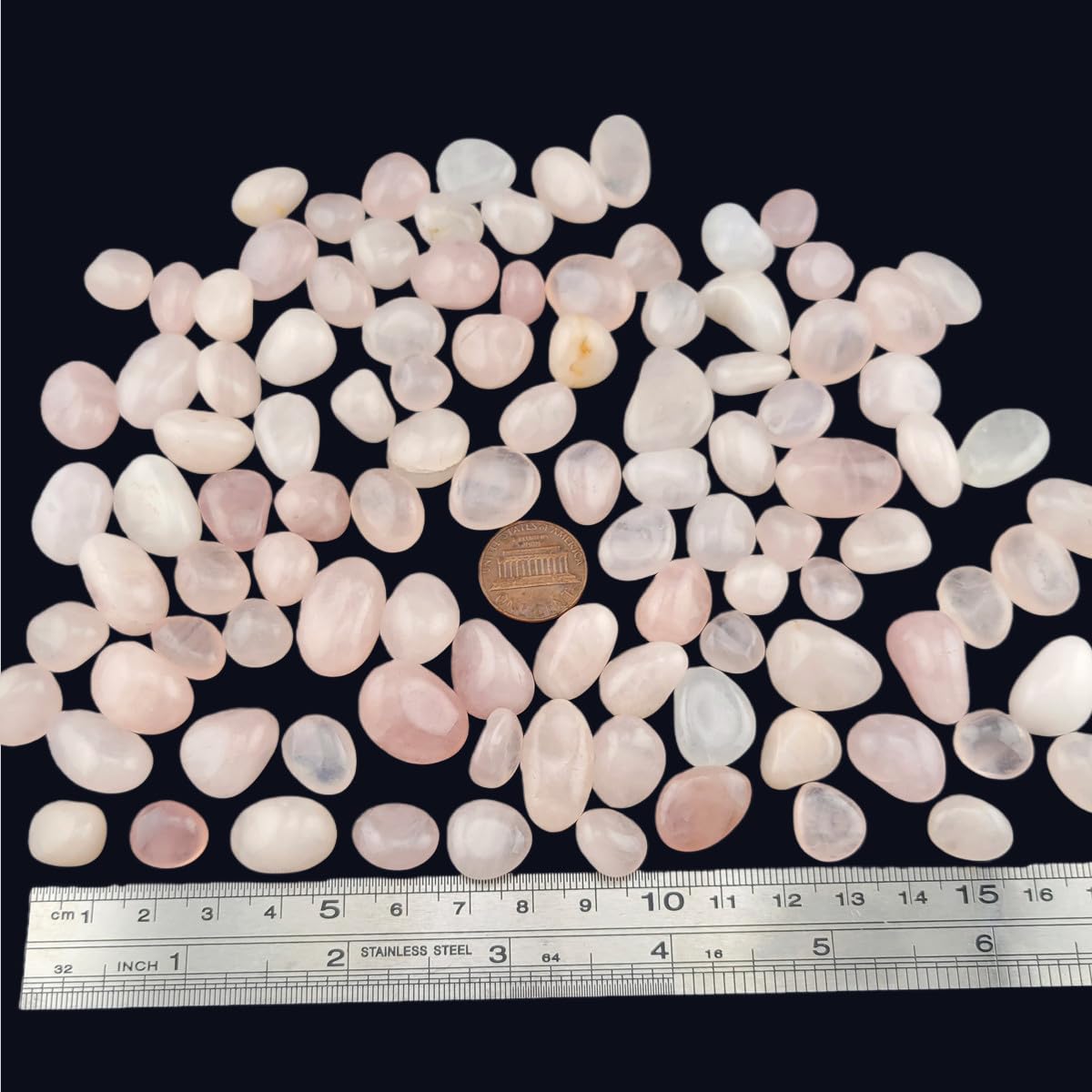 1,000 Carats Rose Quartz Handpicked Tumbled Stones Crystals Chips Bulk Pocket Stones for Healing, Reiki, Meditation, Witchcraft and Home Decorations (Rose Quartz)