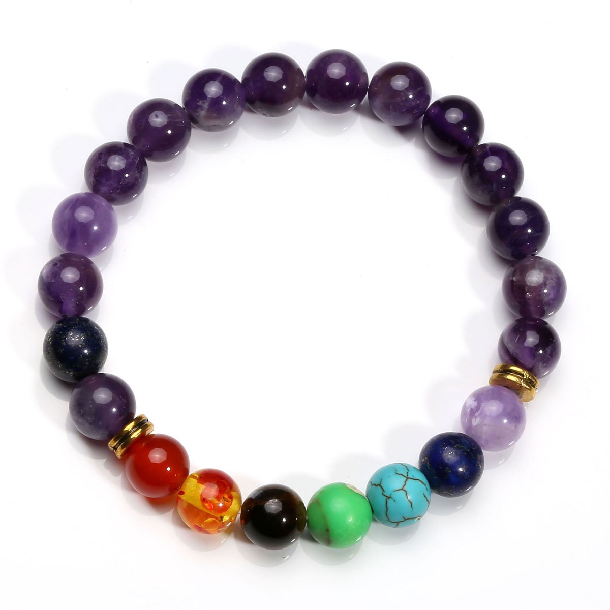 Eigso 8 Pcs 7 Chakra Bracelets Set for Women Men Meditation Lava Rock Bracelet