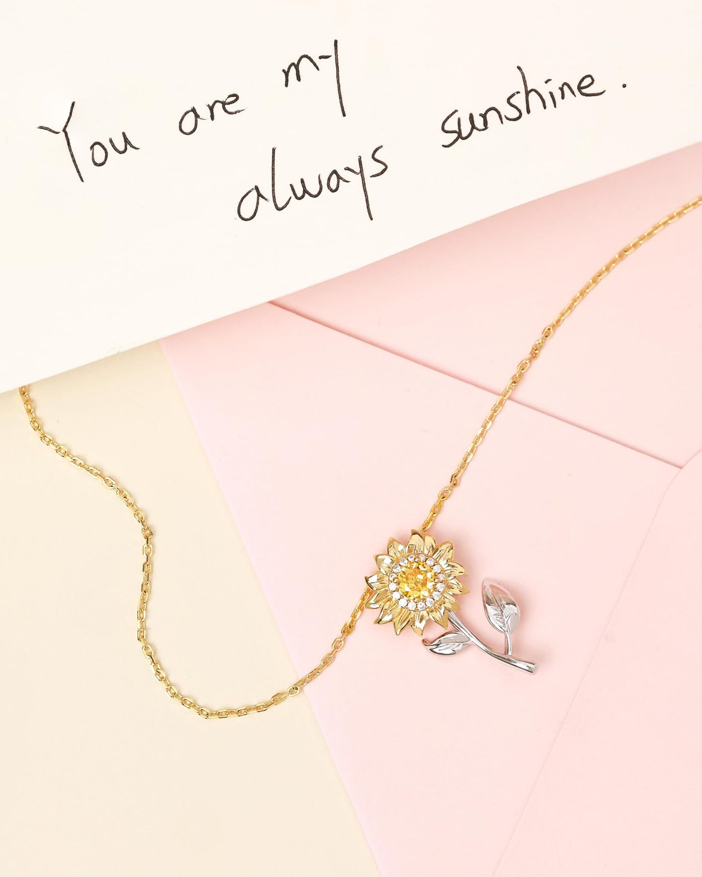 FANCIME Spinning Sunflower necklace Sterling Silver Gold Plated Anxiety Pendant for anti-stress, You Are My Sunshine Fidget Rotatable Jewelry Birthday Mothers Day Gifts for Women Mom Wife Her