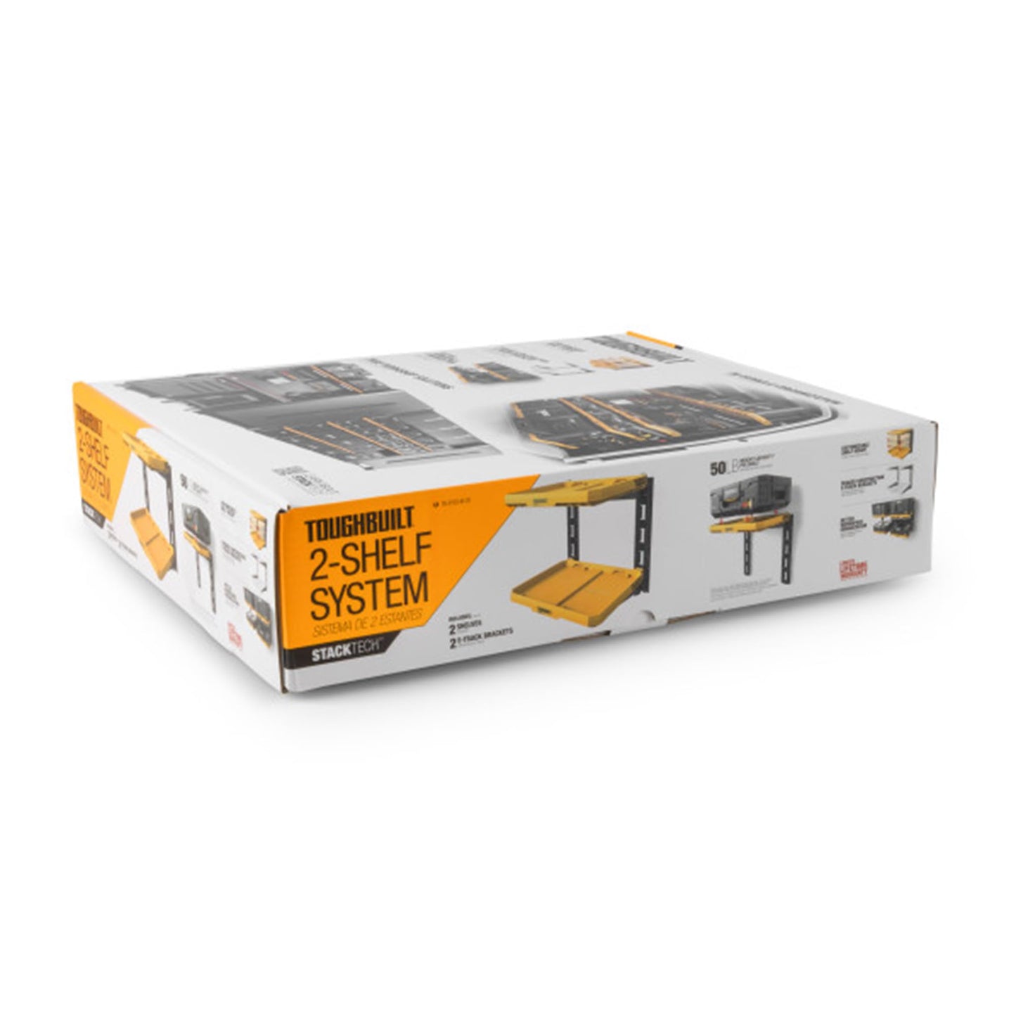 ToughBuilt 2-Shelf Storage, Wall Mounted Garage Organizer Shelves, StackTech System