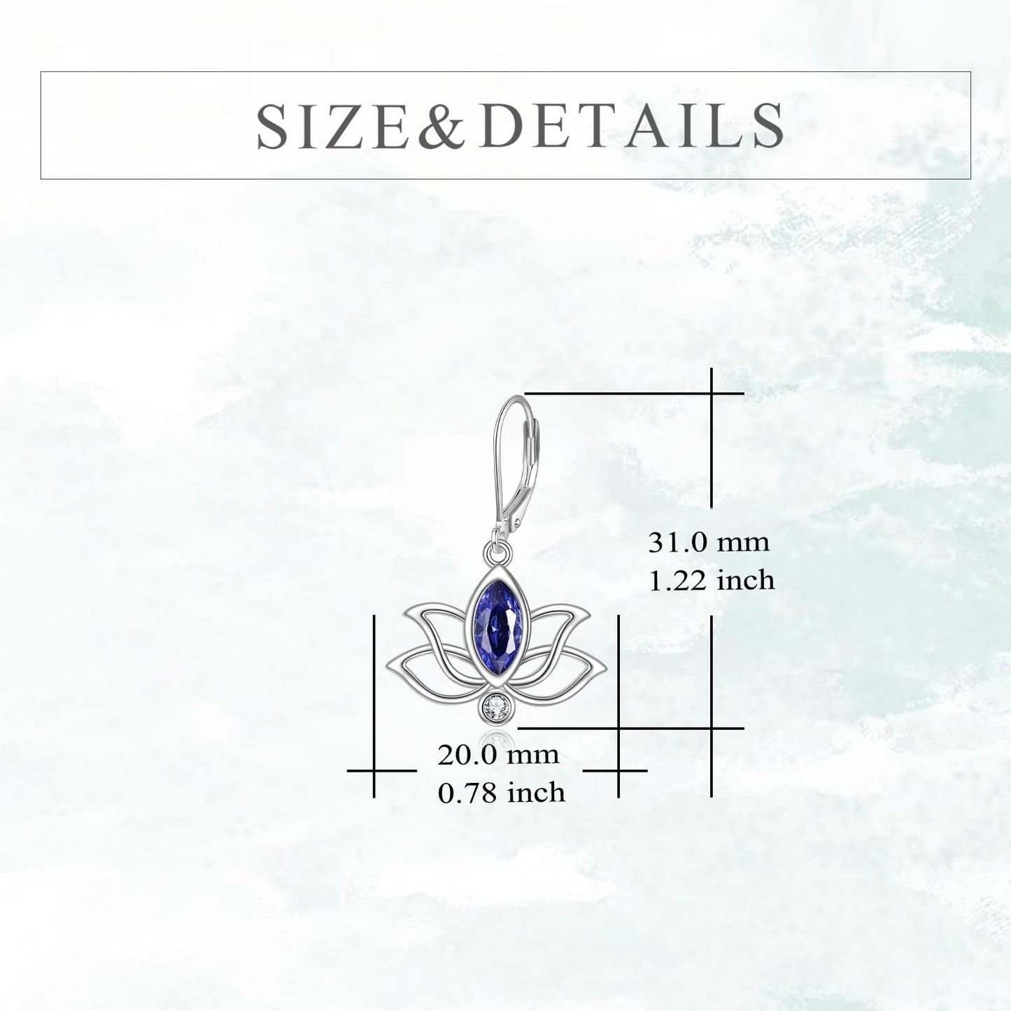 YFN Lotus Flower Earrings Sterling Silver Birthstone Lotus Leverback Dangle Drop Earrings Jewelry Gifts for Women (I. Sep)