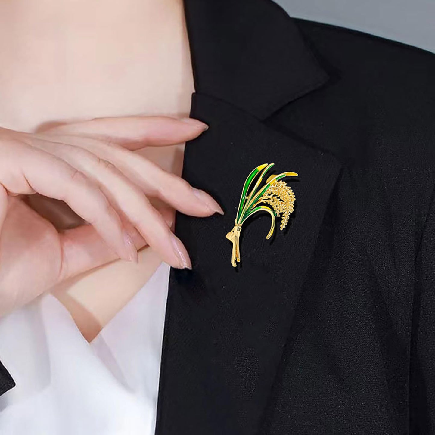 Wheat Brooch for Women Drip Oil Wheat Flower Brooch Delicate Bouquet Lapel Pin Coat Shirt Corsage Suit Anniversary Jewelry Mother's Day Gift