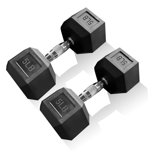 BBRUN Dumbbell Set 5 lb pair,Rubber Hex Free Weights Without Rack, Heavy-Duty Home Gym Equipment for Strength Training, Muscle Building