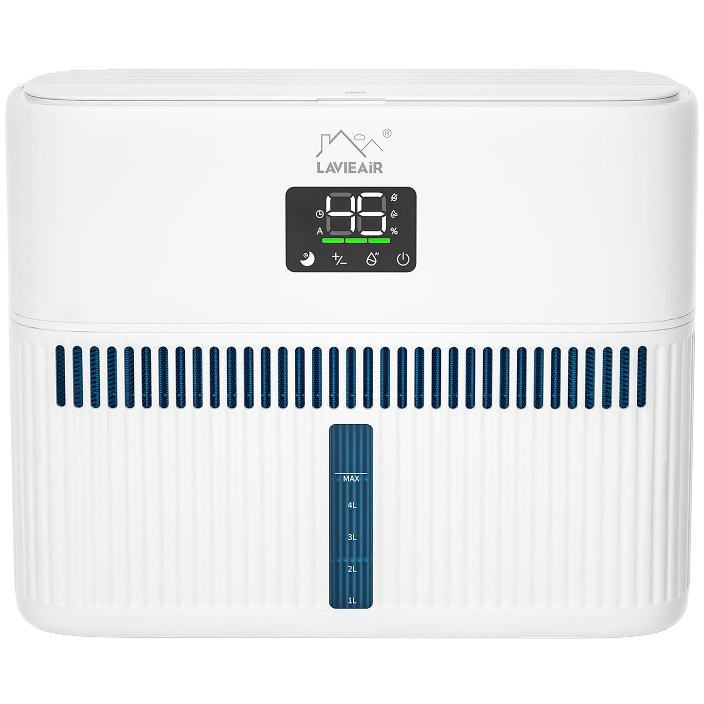 LAVIEAIR Evaporative Humidifiers for Bedroom, Living Room, Nursery, Large Room up to 300 ft², Mist-free No White Dust Top Fill Humidifier for Baby, Plants, 5L Tank, Max 48H Runtime, Easy to Clean