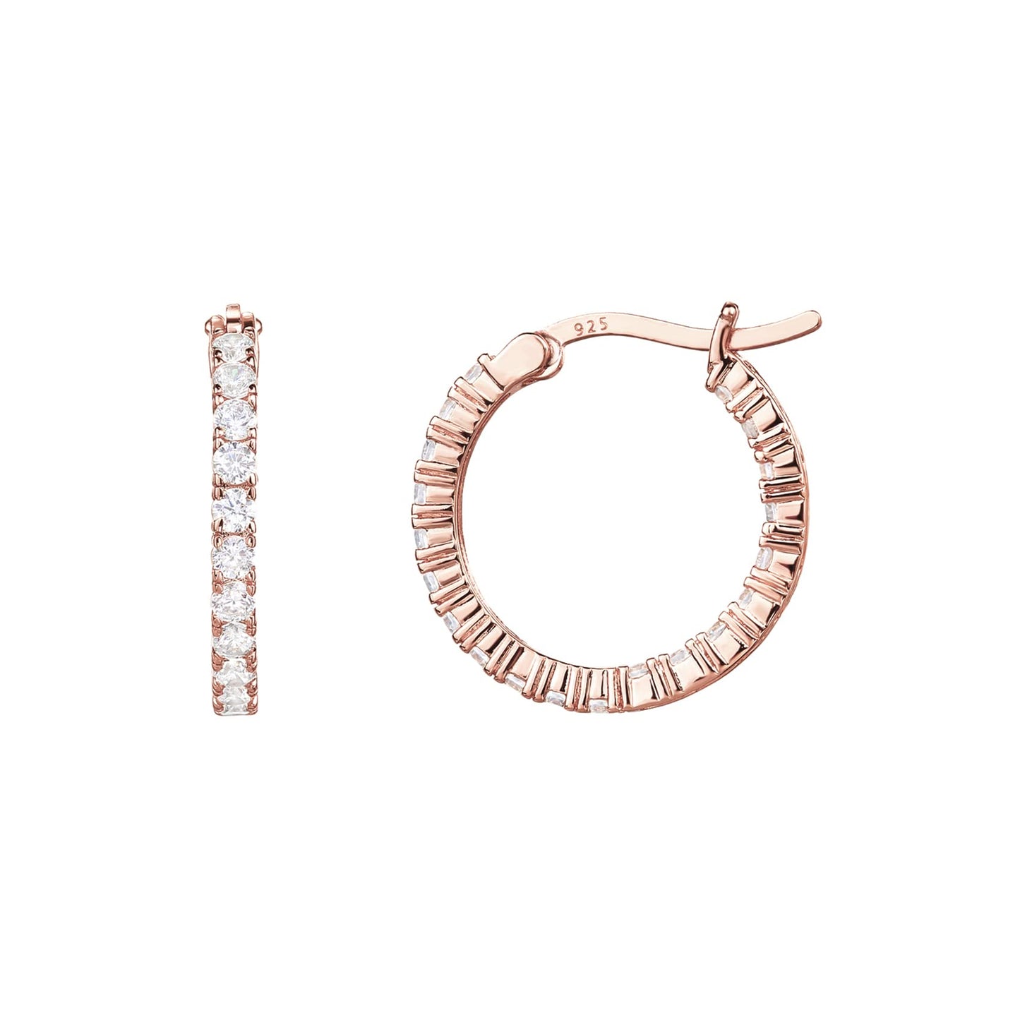 PAVOI 18K Gold Plated 925 Sterling Silver Post Cubic Zirconia Hoop Earrings (20.00, Rose Vermeil)
