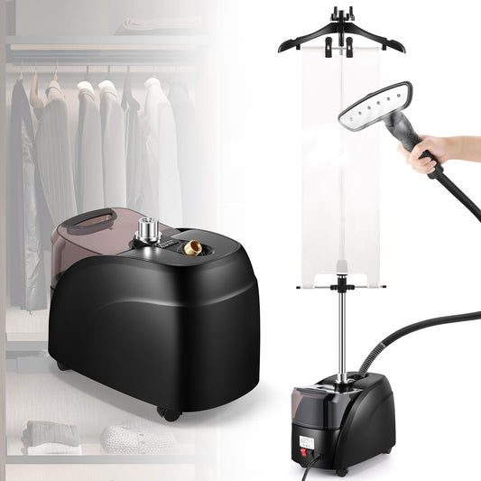 CGOLDENWALL Professional Standing Garment Steamer for Clothes 1500w Continuous 70 mins Powerful Steam, 30s Fast Heat-up, Includes Fabric brush, Ironing pad, Gloves,Trouser Clips
