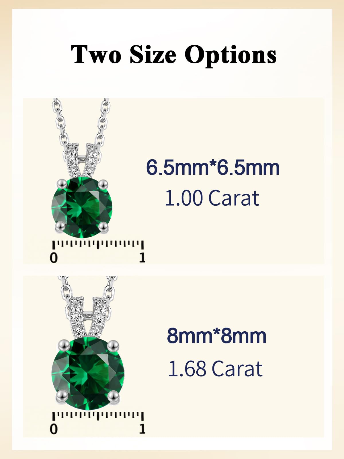 CYW 1 Carat Green Emerald Small Round Necklace for Women 925 Sterling Silver Solitaire Pendant Necklace