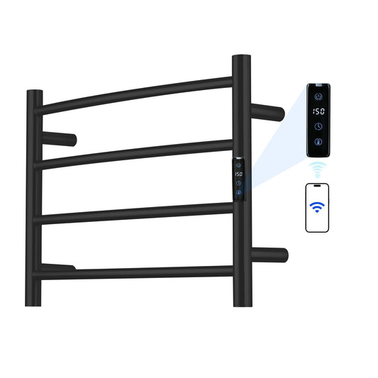 SHARNDY Electric Towel Rack with Voice Control for Alexa & Google Home,TUYA - Wall-Mounted Bathroom Heating Towel Warmer,Plug-in,Stainless Steel Material,16.54x23.62x5.51 in,Black,4 Bars