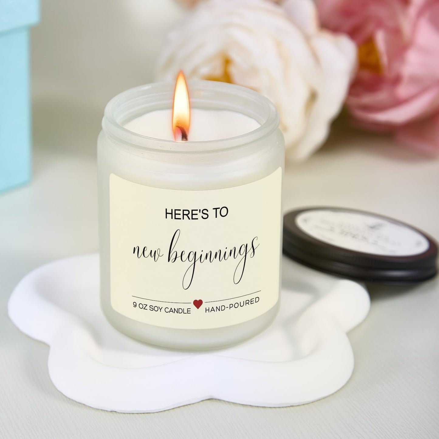 Kosmickiss New Beginnings Gifts for Women, Lavender Scented Candle, New Job, Farewell, Congratulations, Divorce Gifts for Women, Men, Coworkers, Friends