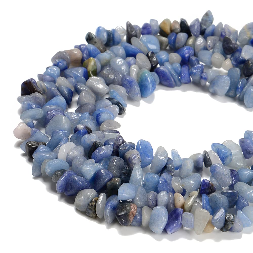 PLTbeads 7-8mm Natural Blue Aventurine Gemstone Chips Beads Healing Crystals Waist Bracelets Necklace Kit Irregular Stone DIY Crafts Design Jewelry Making