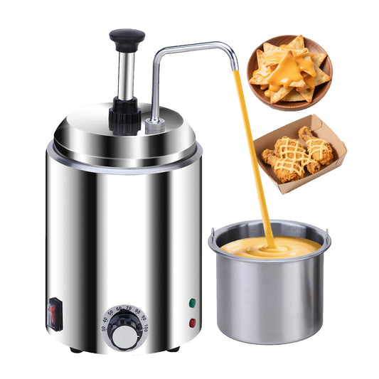 SNICE Electric Nacho Cheese Dispenser Chocolate Warmer Dispenser 304 Stainless Steel Pump 3.0 Qt Hot Fudge Dispenser W/Temperature Adjustment,for Hot Fudge,Cheese,Chocolate,Caramel,Butter Hot Sauce