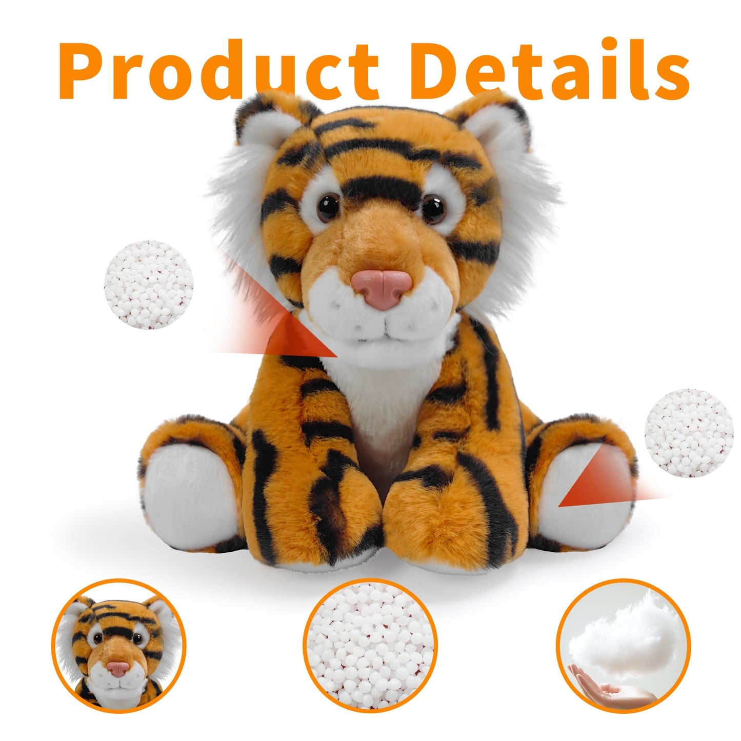Hideekoog Tiger Stuffed Animal Toys, 8.5 Inch Soft and Cuddly Tiger Plush Animals Toy, Cute and Realistic Animals Gifts for Boys and Girls Toy for Toddlers 1-3