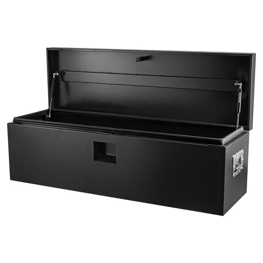 PeakPursuit Heavy Duty Black Steel Truck Bed Toolbox – 48x15 in Weatherproof Storage Chest with Dual Hydraulic Levers, Lock & Keys, Rubber Seal, Ideal for Pickup, RV, Trailer, Garage, Workshop