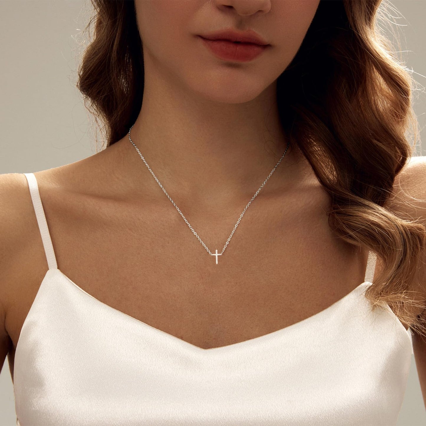 HAXIYA Cross Necklace for Women Dainty Sterling Silver Plated Small Cross Pendant Necklaces Simple Silver Cross Choker Trendy Cute Cross Pendant Chain Faith for Women Jewelry Gift