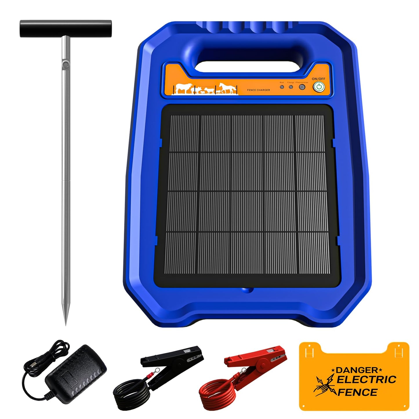 Solar Electric Fence Controller, 0.5J Solar-Powered Electric Fence Charger with Auto Day/Night Mode Ideal for Farms, Backyards, Ranches, and Gardens