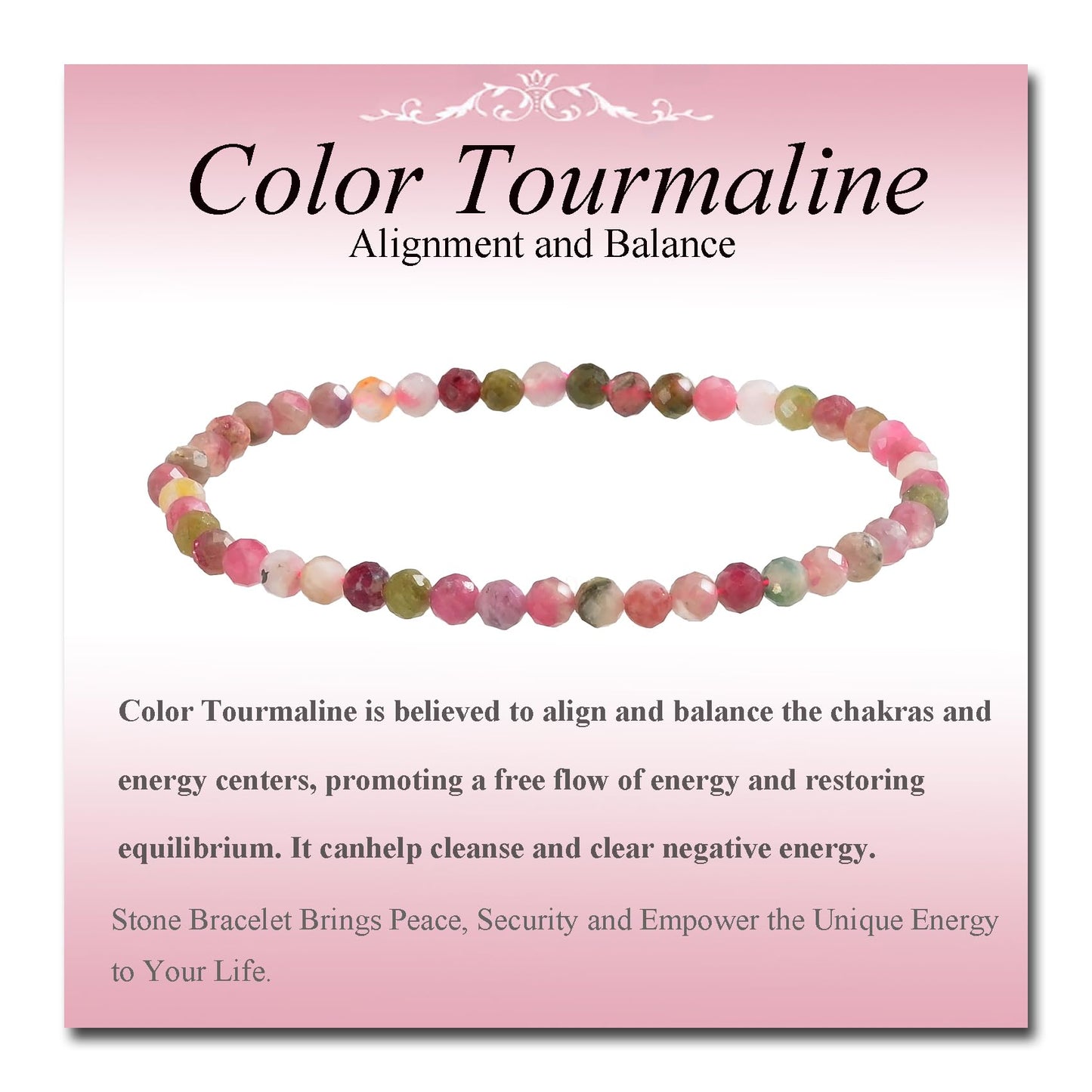 MASSIVE BEADS Natural Genuine Gemstone Beads Healing Crystal Chakra Reiki Jewelry Faceted Round Beads Bracelets (Color Tourmaline B, 3mm)