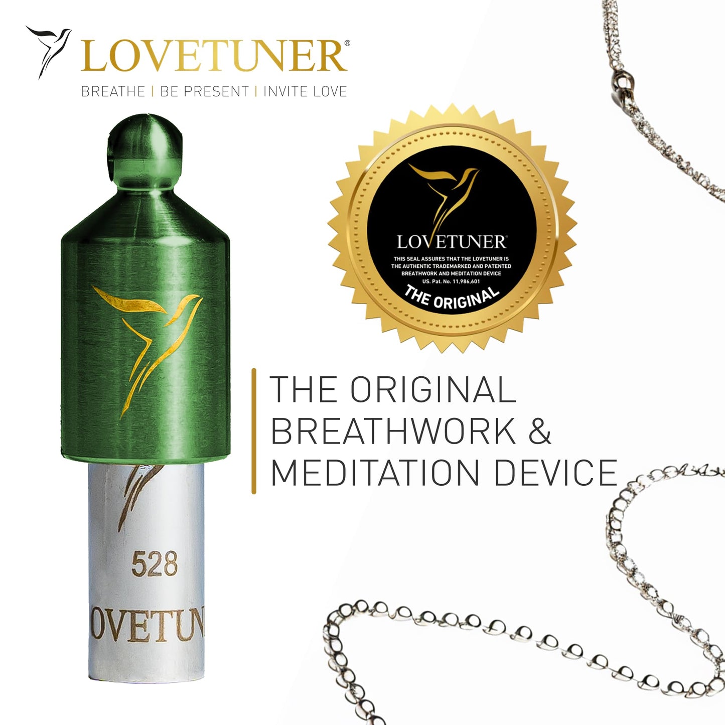 LOVETUNER 528Hz Breathing Necklace for Stress Relief, Mindfulness & Meditation | Sound Healing Whistle for Anxiety, Focus, Calm & Relaxation | Emotional Wellness, Inner Peace & Balance Necklace
