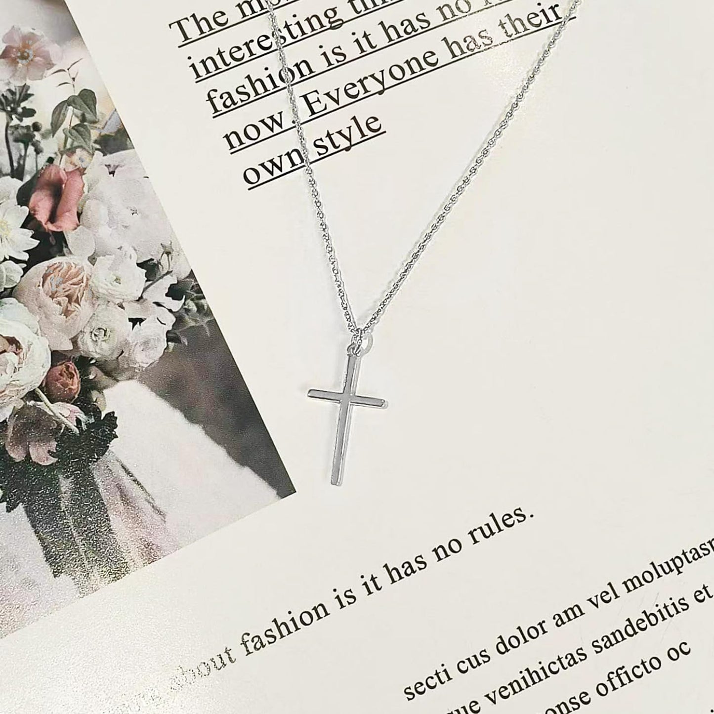 HAXIYA Silver Cross Necklace for Women Tiny Cross Pendant Dainty Choker Necklaces for Women Sterling Silver Trendy Simple Jewelry for Womens Gift