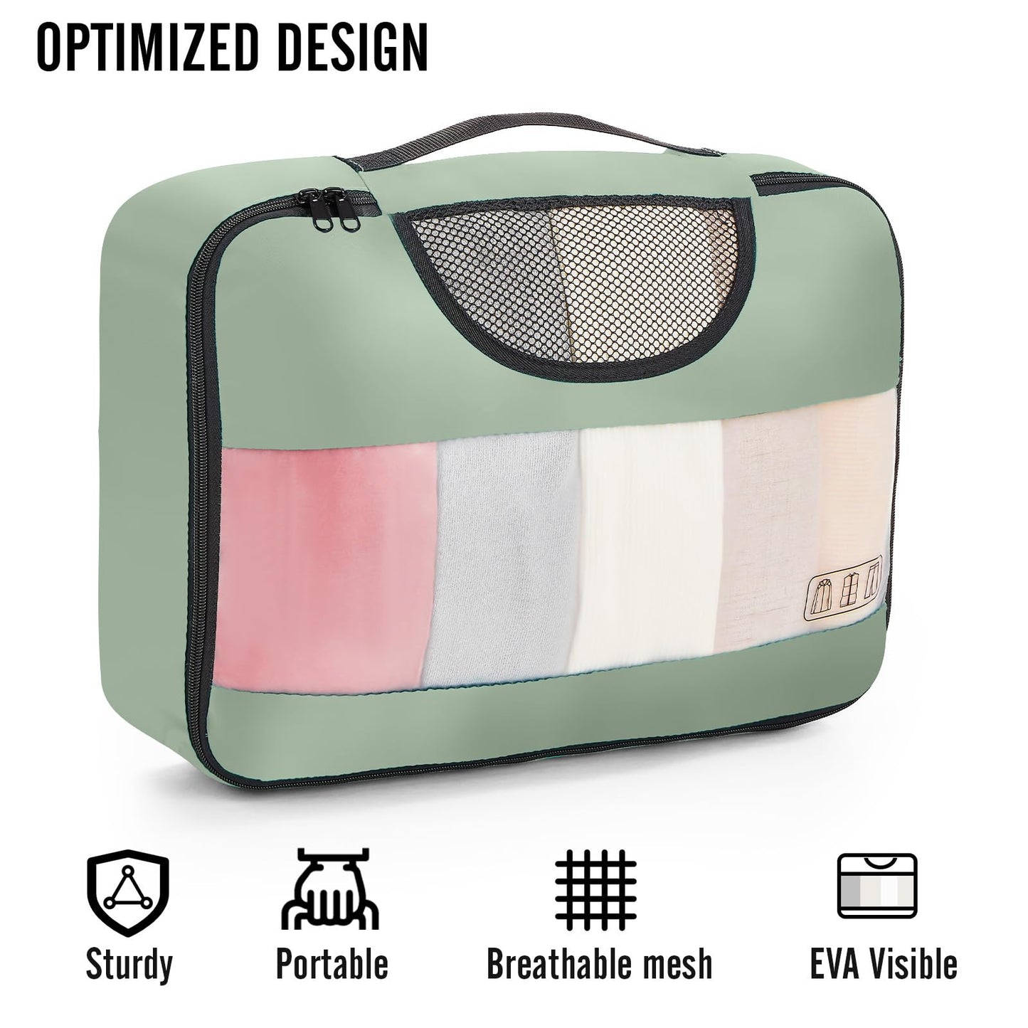 Veken 8 Set Packing Cubes for Travel Essentials, Suitcase Organizer Bags in 4 Sizes, Carry-On Luggage Accessories with Large Laundry & Hanging Toiletry Bag, Must-Have for Airplane, Road Trip & Camping