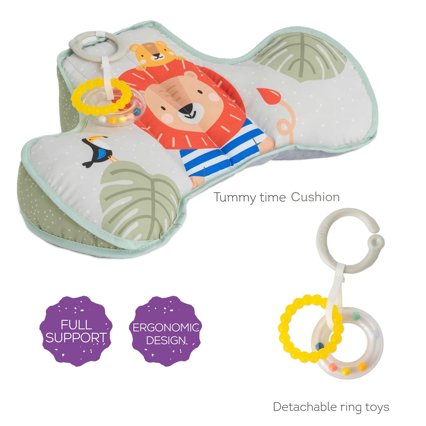 Taf Toys Tummy Time Support Toy with Detachable Toys for Newborn & Up, Develops Muscles for Crawling Montessori Sensory Crawling Toy for Infant Newborn Toddler Tummy Time Toys 0-6 Months Babies