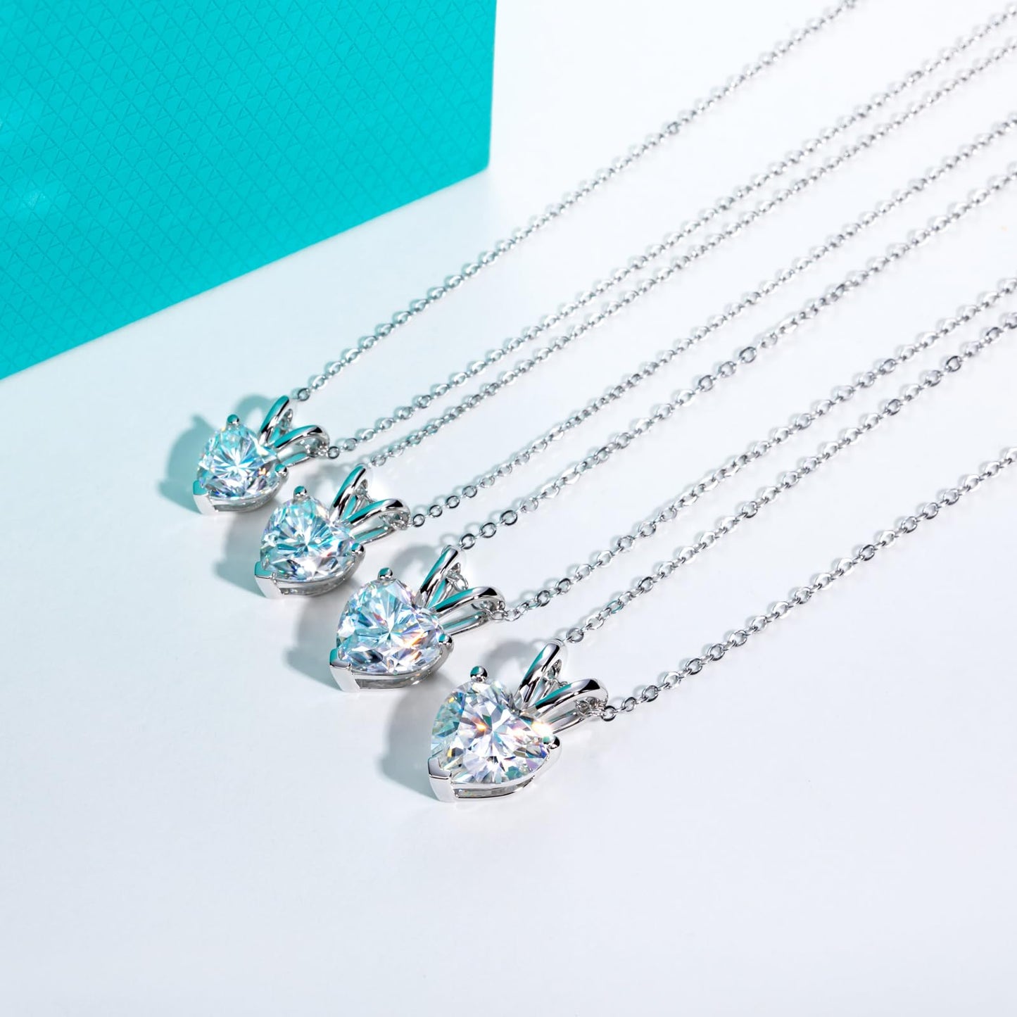 AnuClub Heart Shape Moissanite Pendant Necklace 2CT D Color VVS1 925 Sterling Silver Romantic Daily Wear Necklace for Women Wife Her with Certificate, 40+2+3cm Adjustable Chain